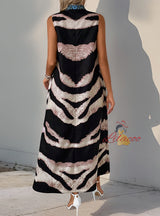 Sleeveless V-neck Retro Animal Print Dress