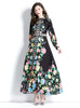Long Sleeve Lantern Sleeve Long Printed Dress