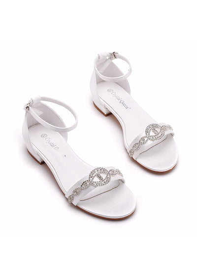 2 cm Silk Satin Bridal Rhinestone Sandals