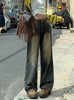 Retro Wide-leg High Waist Straight Slim Jeans