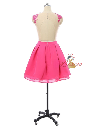 Hot Pink Lace Short Homecoming Dress