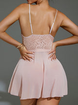 Sexy Mesh Perspective Lace Suspender Pajamas