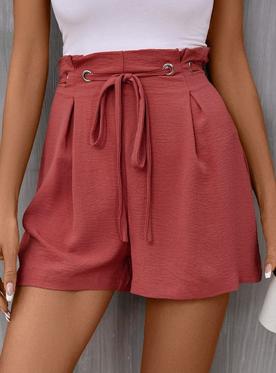 High Waist Solid Color Shorts