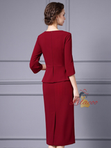 Burgundy Beading Appliques Mother Of The Bride Dress