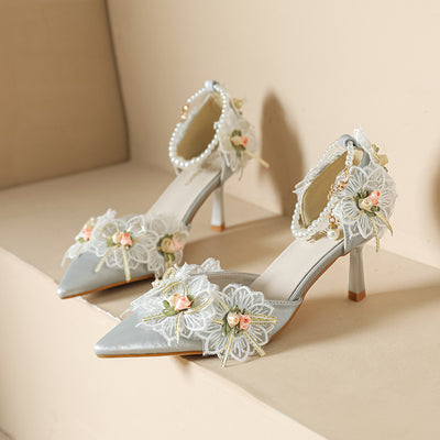 Pointed Lace Wedding Shoes Sandals
