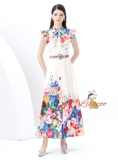 Retro Palace Printed Long Dress