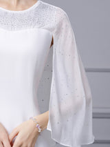 White Scoop Neck Beading Mother Of The Bride Dress