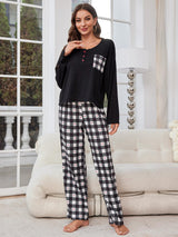Plaid Long Sleeve Two-piece Suit