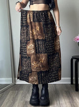 Retro Flower Mesh Stitching Skirt