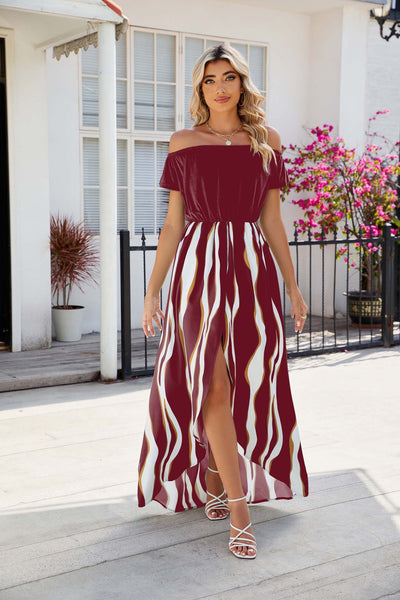 Zebra Off-the-shoulder Short-sleeved Dress