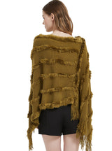 V-neck Solid Color Knitted Plush Shawl