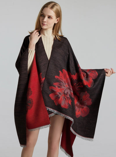Jacquard Split Padded Warm Split Shawl
