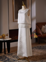 White Loose Tassel Wedding Dress
