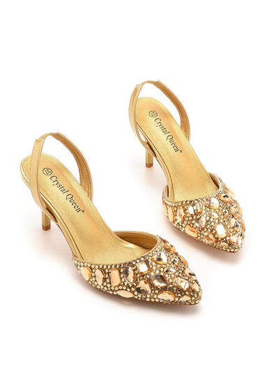 Shallow-mouthed Colored Rhinestone Stiletto Sandals