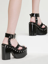 Thick-heeled Hollow Rivet Platform Sandals