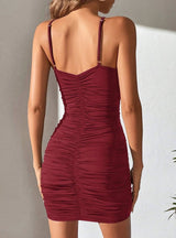 Sexy V-neck Pleated Sling Dress