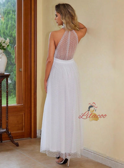 Fashion Halter Gauze Stitching Dress