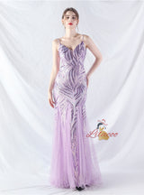 Mermaid Tulle Sequins Straps Prom Dress