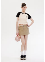 Waffle Color Matching Short Sleeve T-shirt