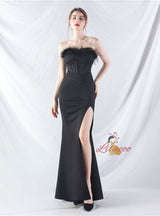 Mermaid Strapless Split Pleats Prom Dress