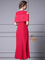 Burgundy Pleats Beading Pearls Mother Of The Bride Dress