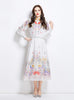 Set Lantern Sleeve Printed Shirt+Skirt Two-piece Suit
