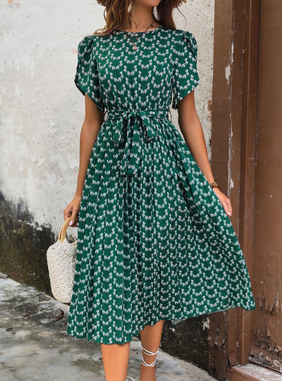 Floral Printed Short Sleeve Summer Dress