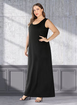 Solid Color Slim Round Neck Loose Dress