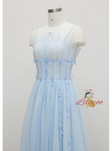 Light Blue Tube Top Suspender Dress
