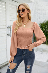 Solid Color Long Sleeve Chiffon Shirt