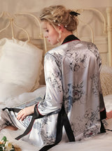 Satin Long Sleeve Suspender Nightdress 3 Piece Suit