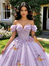 Purple Off the Shoulder Appliques Quinceanera Dress