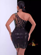 One-shoulder Sleeveless Mini Dress