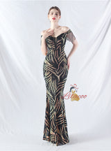 Mermaid Sequins Off the Shoulder Beading Prom Dress