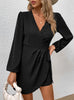 Long Sleeve Black V-neck Dress