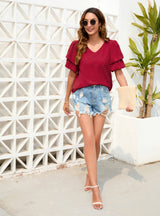 Loose Leisure Holiday V-neck T-shirt