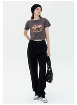 Retro Slim Short Round Neck Long Sleeve T-shirt