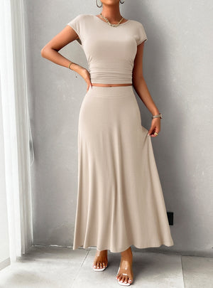 Summer Short Sleeve Slim Top Skirt Suit