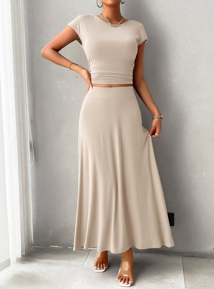 Summer Short Sleeve Slim Top Skirt Suit