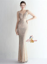 Mermaid V-neck Beading Prom Dress