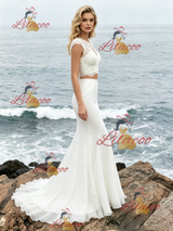White Mermaid Two Piece Lace Wedding Dress
