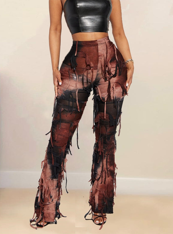 Tie-dyed Fringed Beggar Vasual Pants
