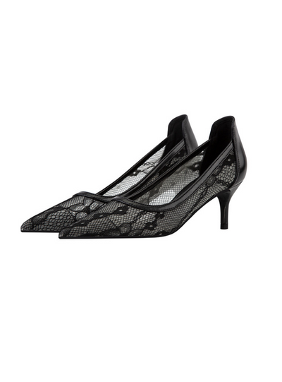 Shallow-mouthed Pointed Lace Mesh Shoes