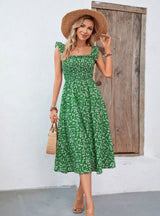 Green Floral Temperament Bohemian Dress