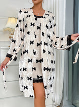 Velvet Suspender Lace Nightgown Pajamas Set