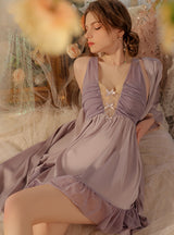 Satin Lace Nightdress with Chest Pad
