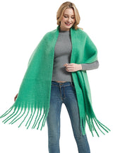 Thick Solid Color Long Tassels Scarf