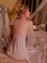 Satin Perspective Gauze Stitching Nightdress