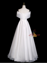 White Tulle Off the Shoulder Wedding Dress