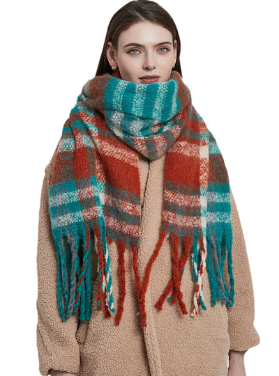 Thickened Coarse Fringed Plaid Scarf